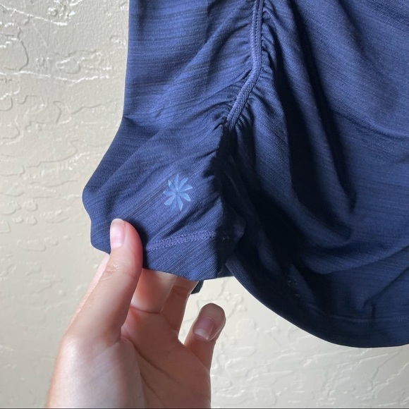 Athleta Pacifica blue Front Tank Top White 1/2 Zip Womens - Picture 5 of 7